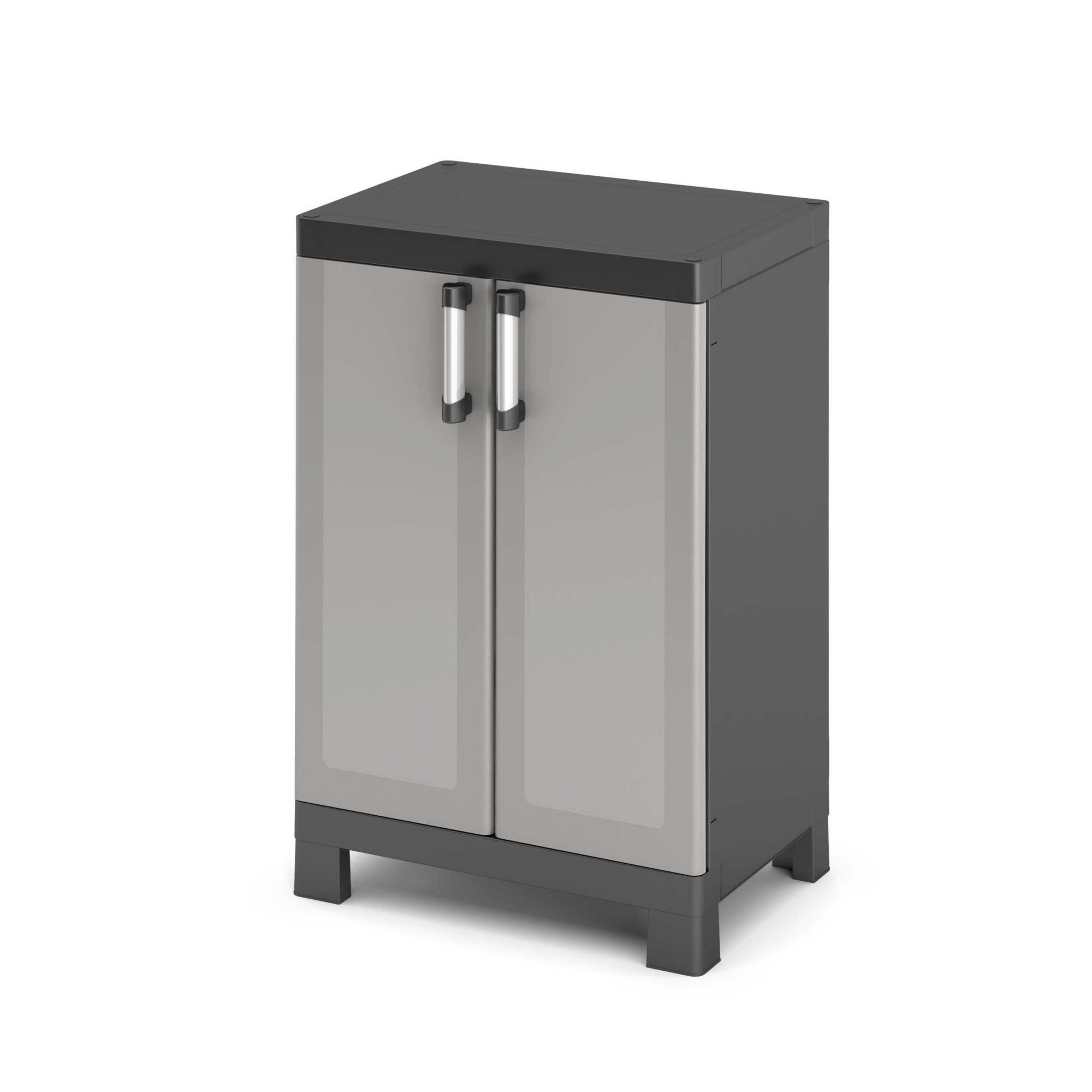 Form Links 2 shelf Black & grey Polypropylene Short Utility Storage cabinet