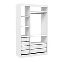 Form Perkin Matt white 6 Shelf Shelving & drawer system (H)2008mm (W)1198mm (D)480mm