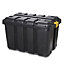 Form Skyda Heavy duty Black 149L Plastic Nesting Wheeled Storage trunk with Lid