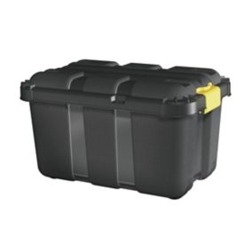 Form Skyda Heavy duty Black 49L Plastic Wheeled Storage trunk with Lid