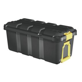 Form Skyda Heavy duty Black 68L Plastic Wheeled Storage trunk with Lid