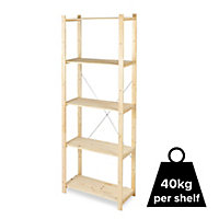 Form Symbios Natural 5 shelf Wood Shelving unit (H)1700mm (W)650mm