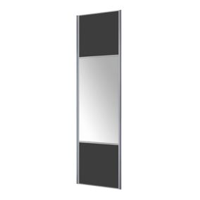 Form Valla Panelled Dark grey Mirrored Sliding wardrobe door (H) 2260mm x (W) 622mm