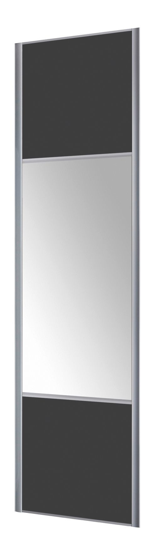 Form Valla Panelled Dark grey Mirrored Sliding wardrobe door (H) 2260mm x (W) 772mm