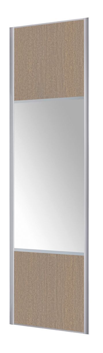 Form Valla Panelled Grey Oak effect Mirrored Sliding wardrobe door (H) 2260mm x (W) 622mm