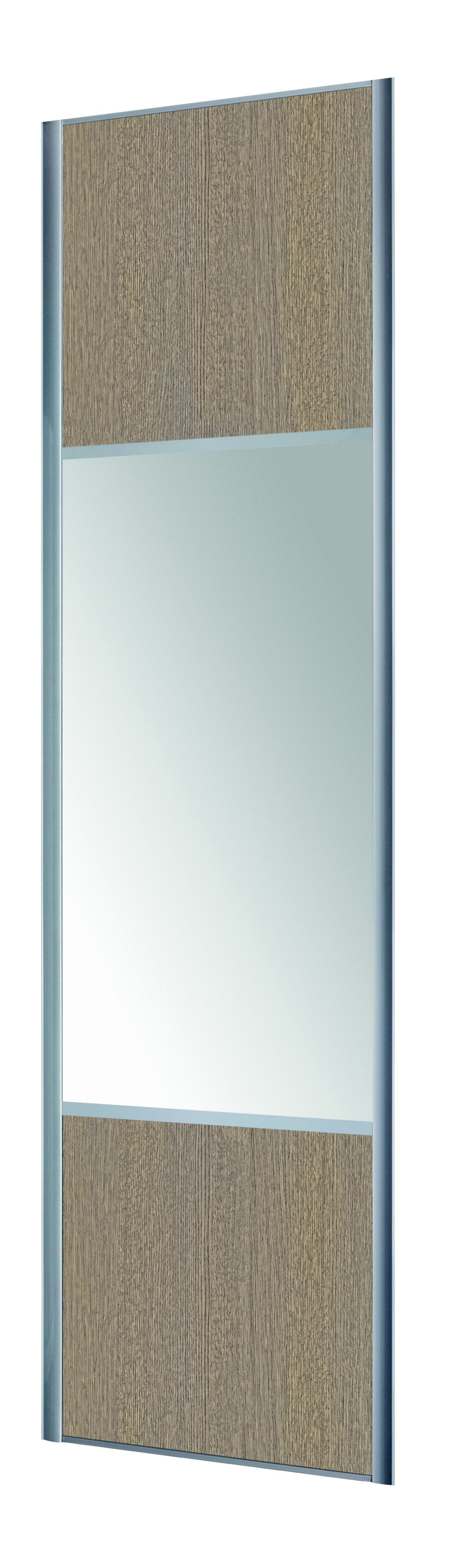 Form Valla Panelled Grey Oak effect Mirrored Sliding wardrobe door (H) 2260mm x (W) 922mm
