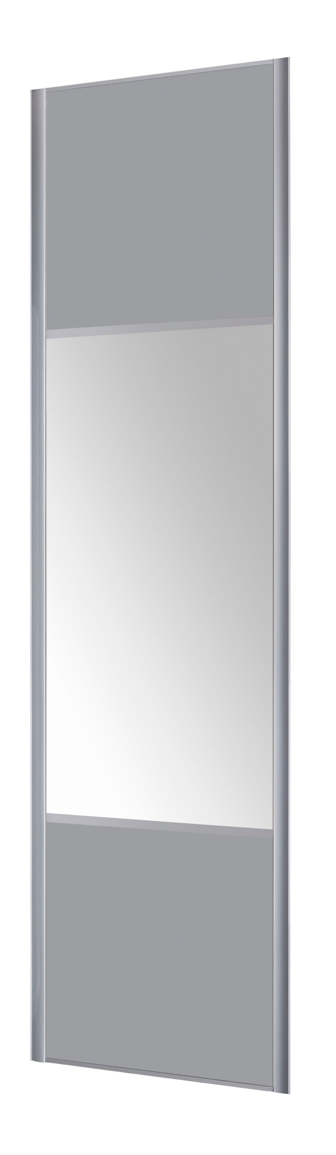 Form Valla Panelled Light grey Mirrored Sliding wardrobe door (H) 2260mm x (W) 772mm