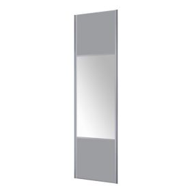 Form Valla Panelled Light grey Mirrored Sliding wardrobe door (H) 2260mm x (W) 772mm