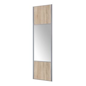 Form Valla Panelled Oak effect Mirrored Sliding wardrobe door (H) 2260mm x (W) 622mm