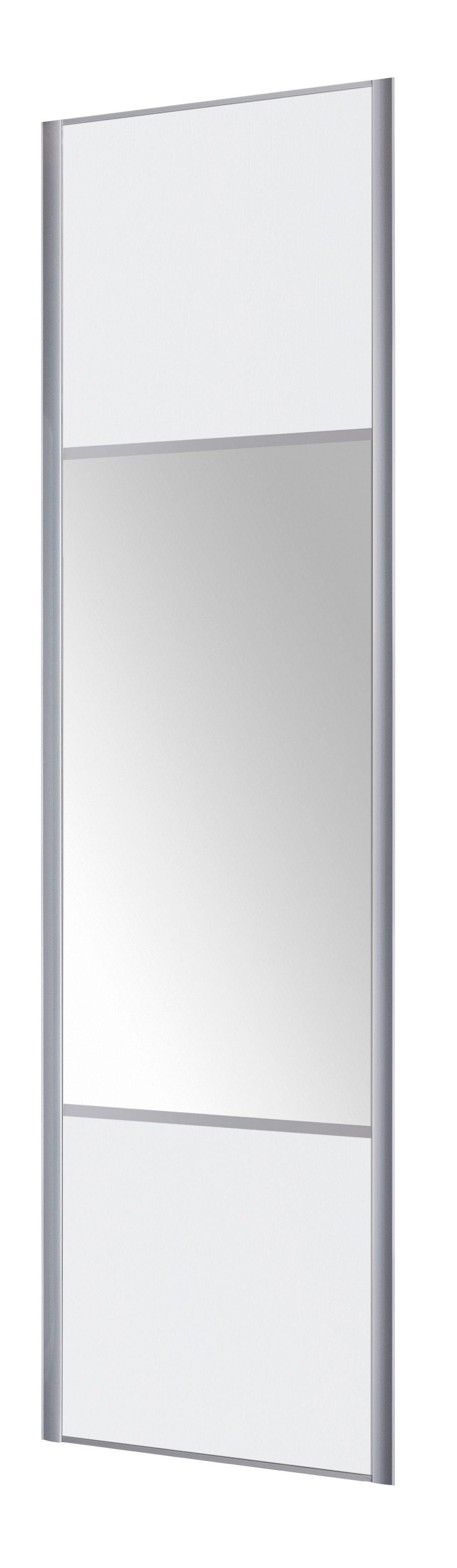 Form Valla Panelled White Mirrored Sliding wardrobe door (H) 2260mm x (W) 772mm