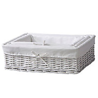 Form White Willow Nestable Storage basket (W)40cm (D)16cm, Pack of 3