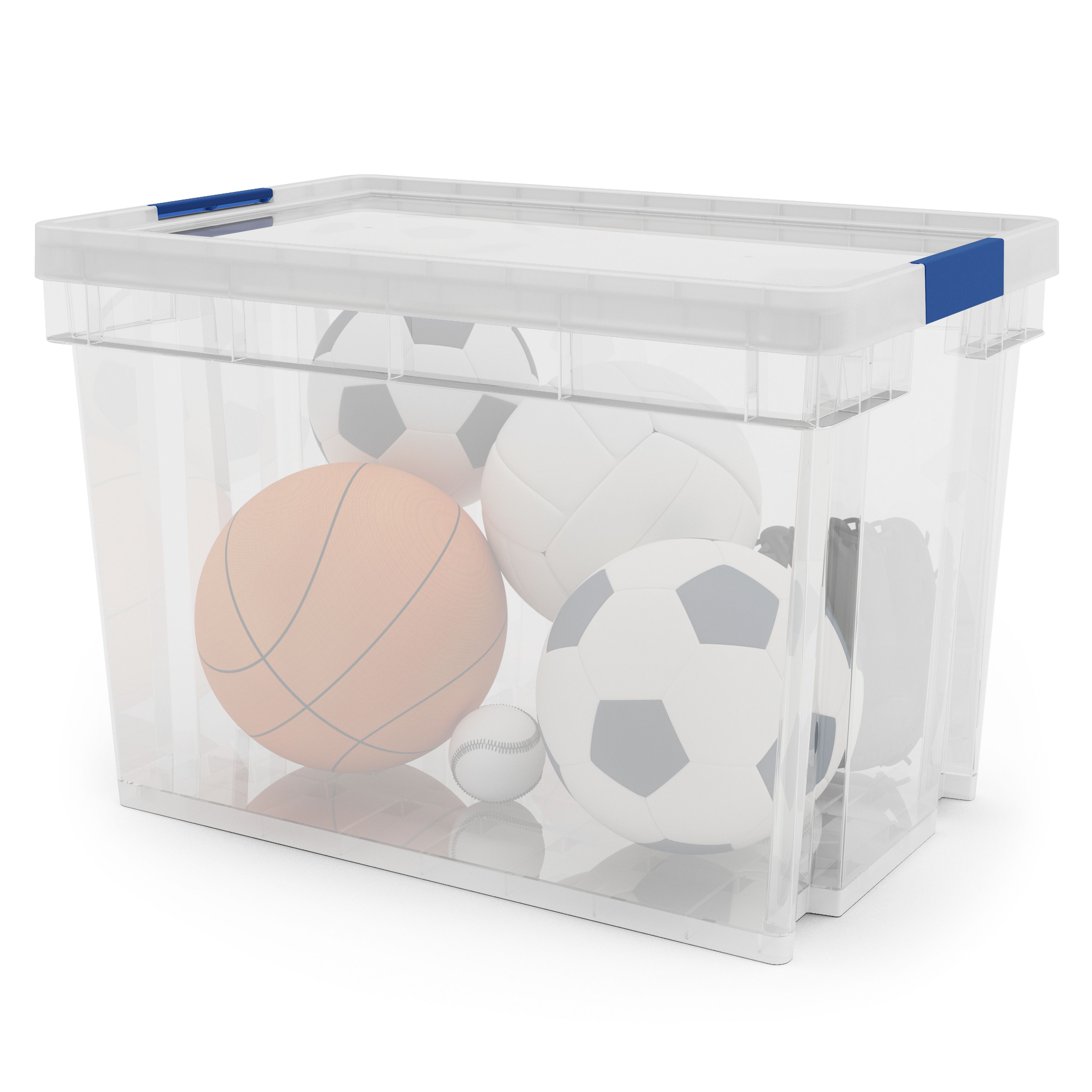 Whitefurze Allstore Heavy duty Clear 54L Large Plastic Stackable Storage box  with Lid