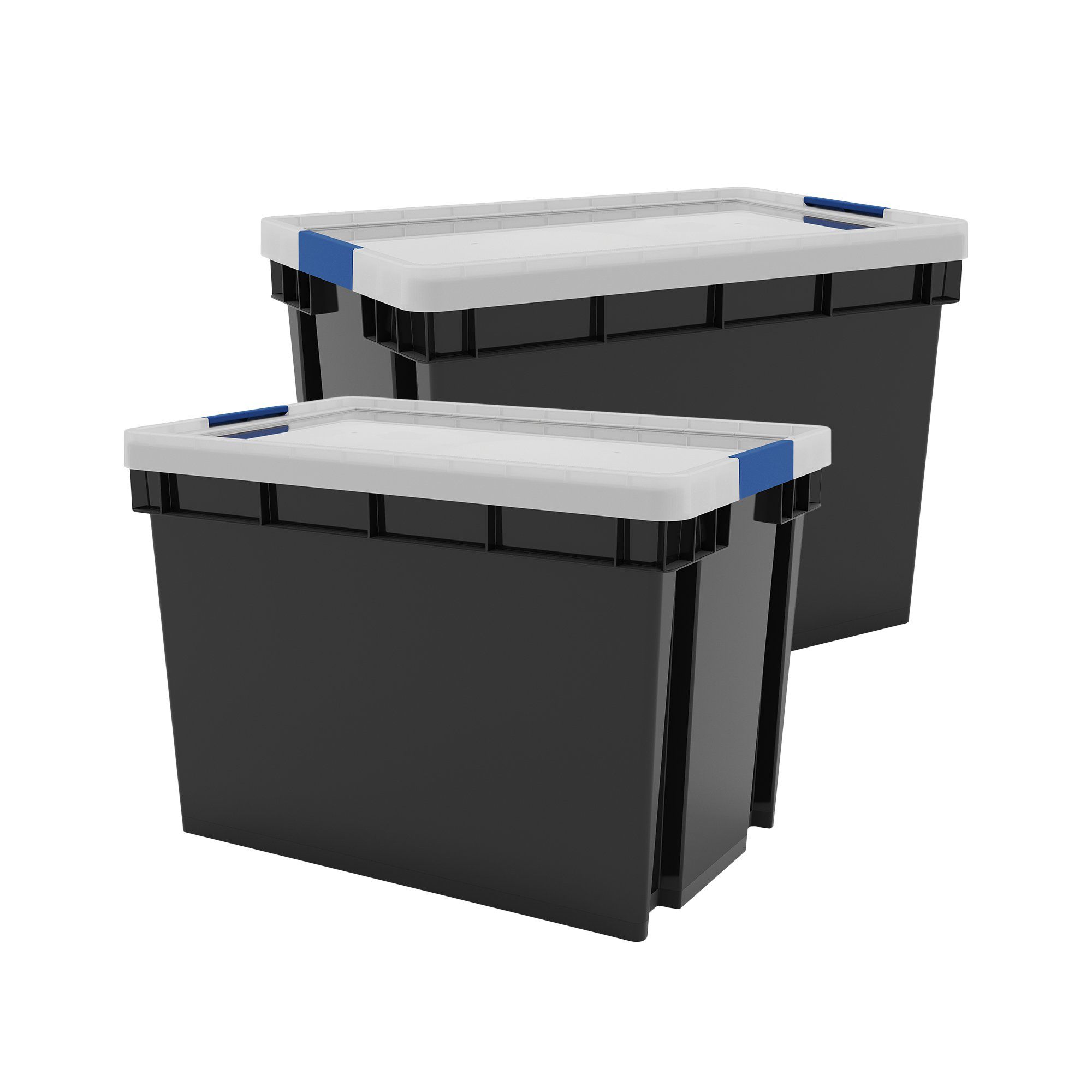 Form Xago Heavy duty Grey 68L Stackable Storage box & Lid, Pack of 2 ...