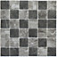 Formation Grey & white Glass & marble Mosaic tile, (L)300mm (W)300mm