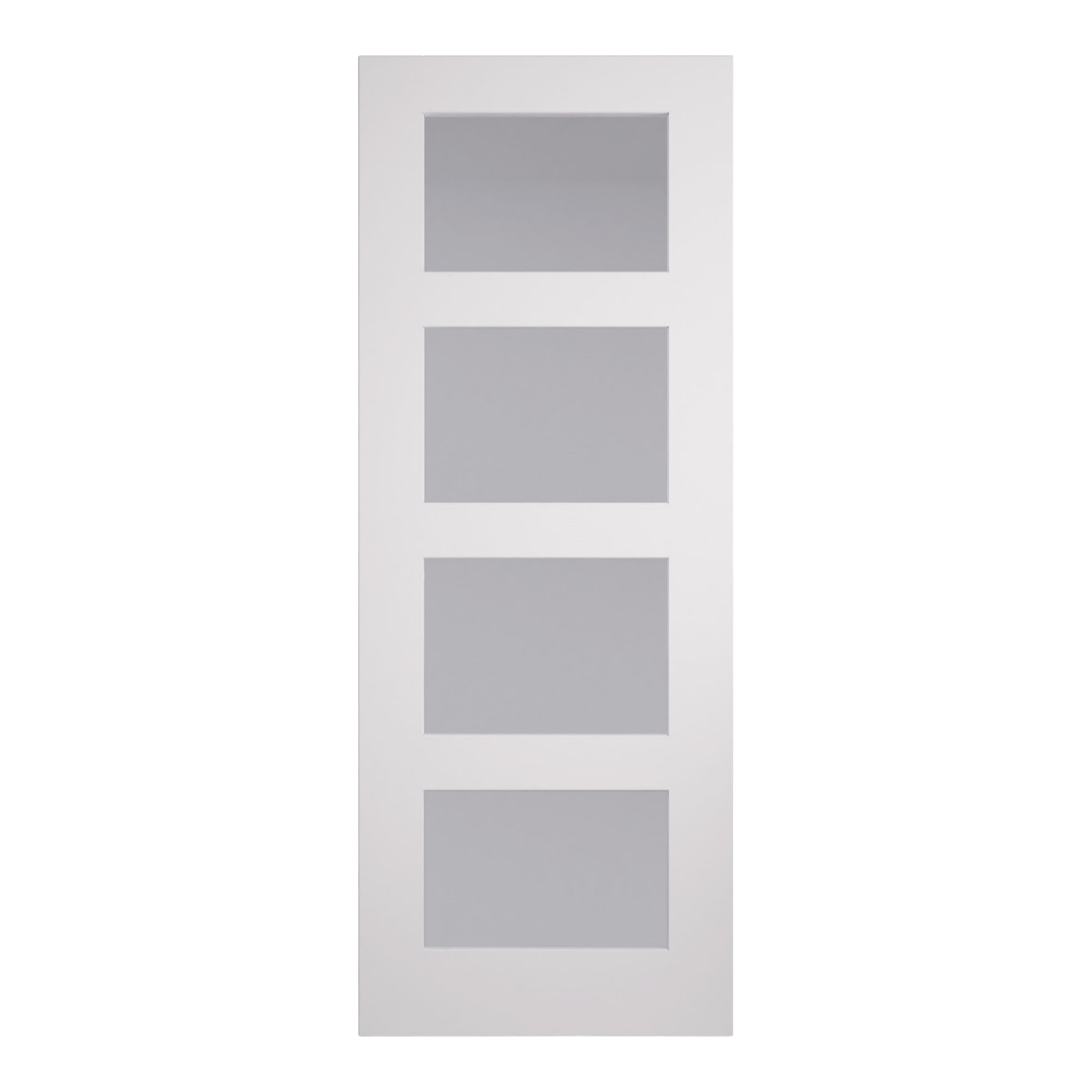 Fortia 0 panel 4 Lite Clear Glazed Shaker White Internal Pine Door, (H)1981mm (W)762mm (T)35mm