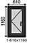 Fortia 1P Clear Glazed Anthracite uPVC Left-handed Swinging Window, (H)1190mm (W)610mm