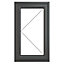 Fortia 1P Clear Glazed Anthracite uPVC Left-handed Swinging Window, (H)965mm (W)610mm