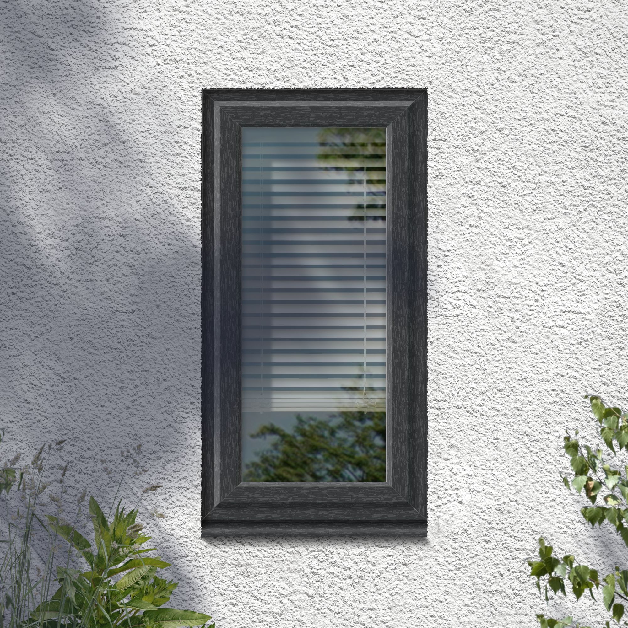 Fortia 1P Clear Glazed Anthracite uPVC Right-handed Swinging Window, (H)1115mm (W)610mm