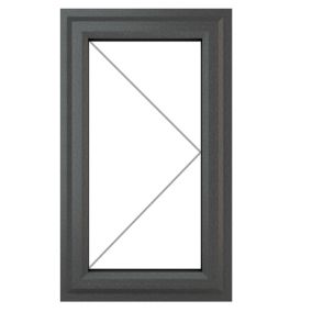 Fortia 1P Clear Glazed Anthracite uPVC Right-handed Swinging Window, (H)965mm (W)610mm
