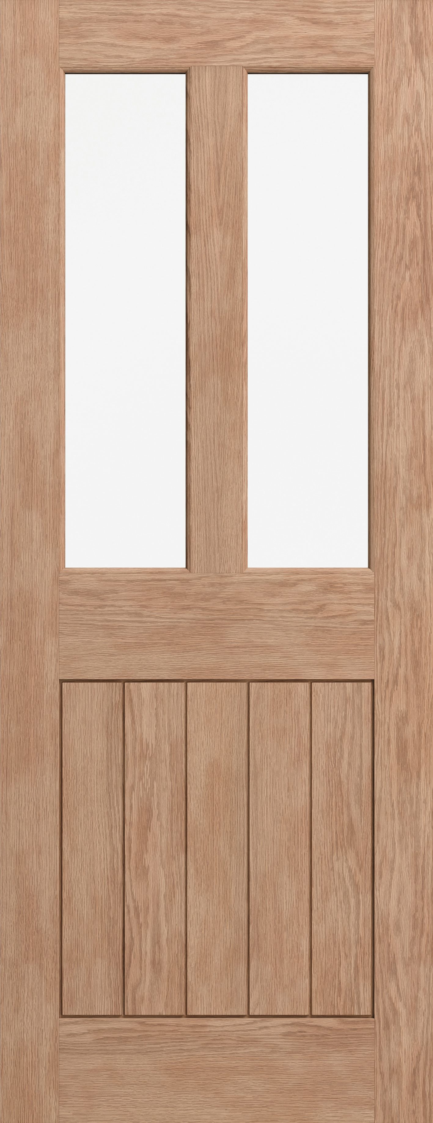 Fortia 2 Lite Clear Glazed Cottage Oak veneer Internal Door, (H)1981mm (W)838mm (T)35mm