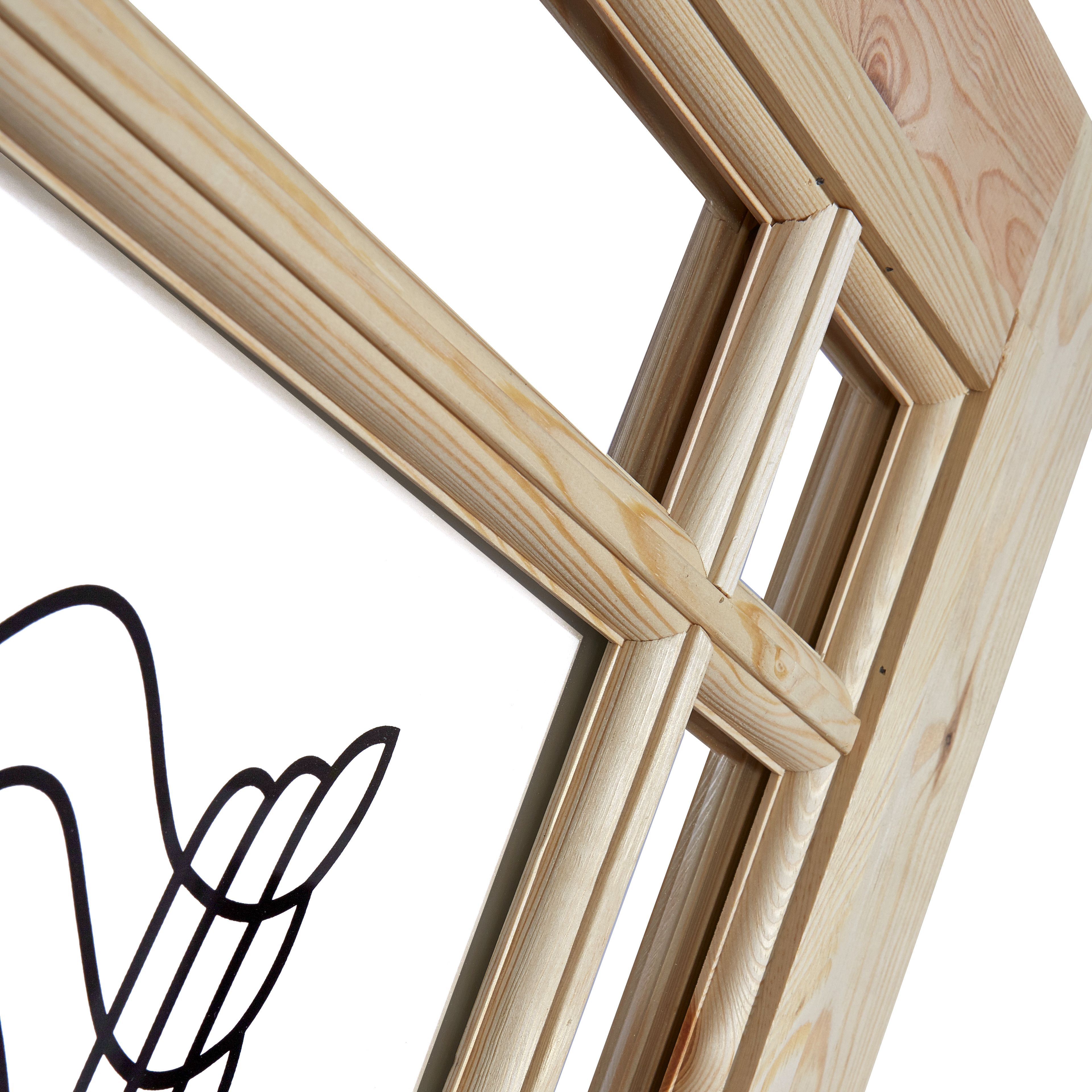 Fortia 2 panel 1 Lite Screen-printed Glazed Victorian Natural Pine veneer Internal Timber Door, (H)1981mm (W)686mm (T)35mm