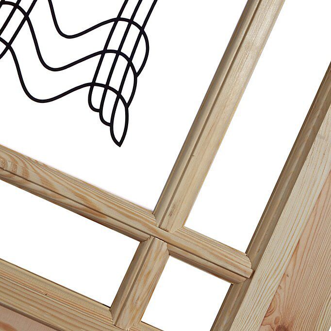 Fortia 2 panel 1 Lite Screen-printed Glazed Victorian Natural Pine veneer Internal Timber Door, (H)1981mm (W)686mm (T)35mm