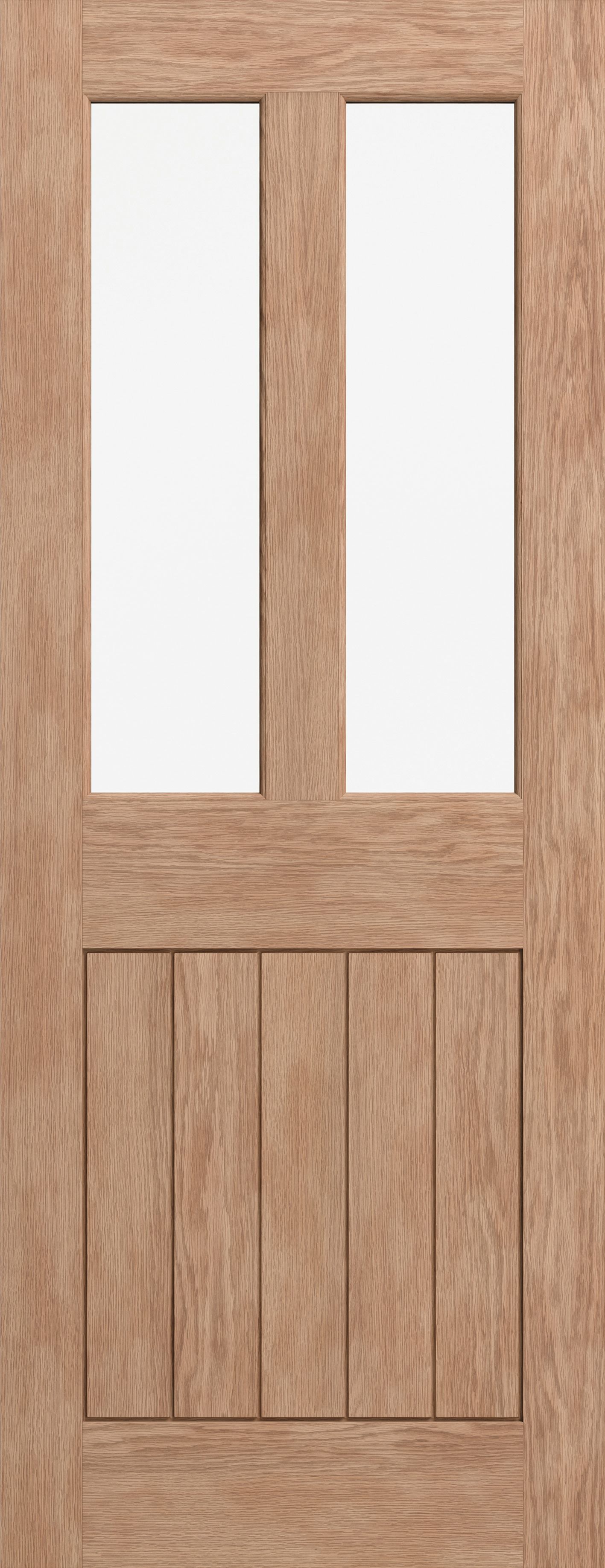 Fortia 2 panel 2 Lite Clear Glazed Cottage Oak veneer Internal Door, (H)1981mm (W)762mm (T)35mm