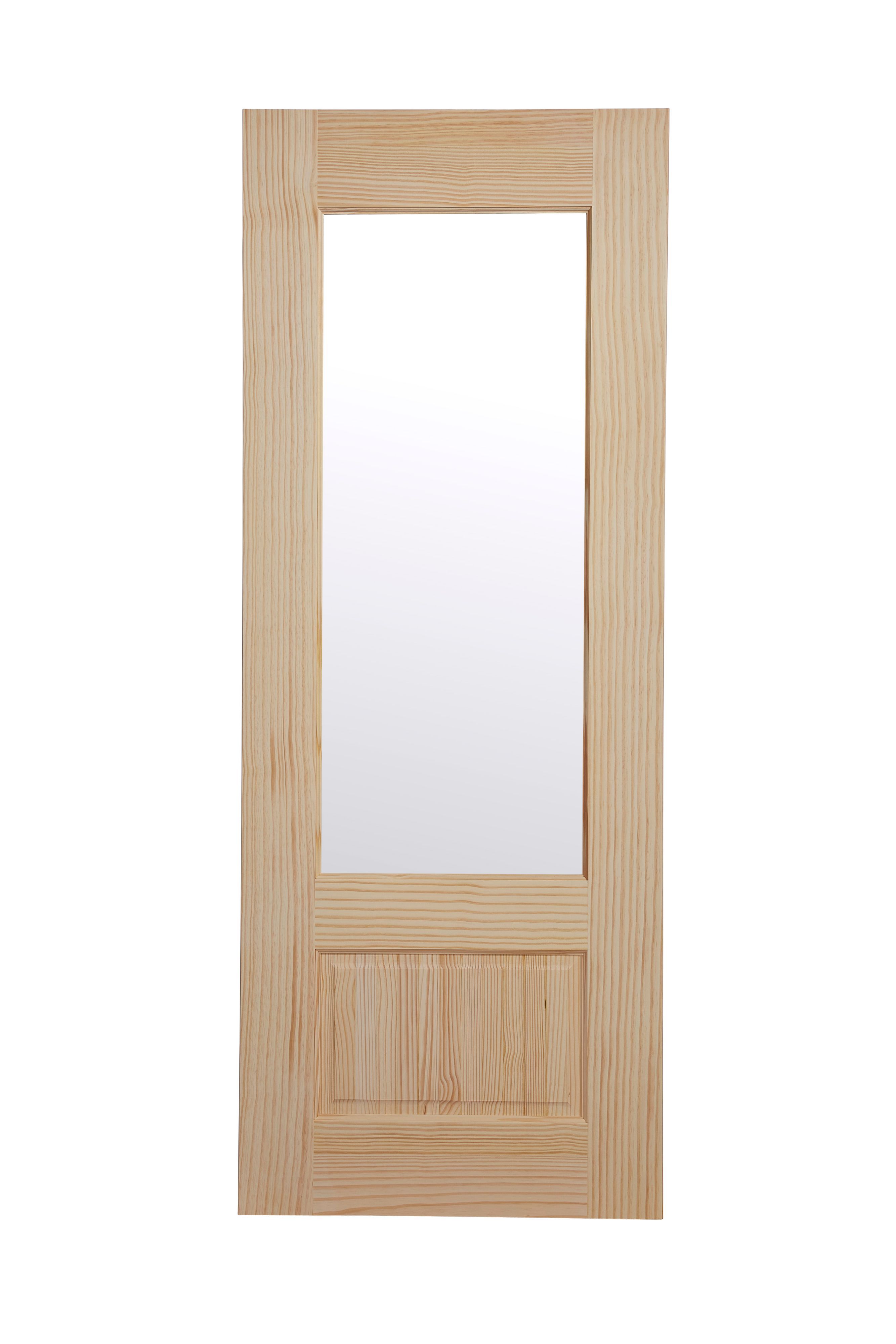 Fortia 2 panel Clear Glazed Contemporary Pine veneer Internal Clear pine Door, (H)1981mm (W)762mm (T)35mm