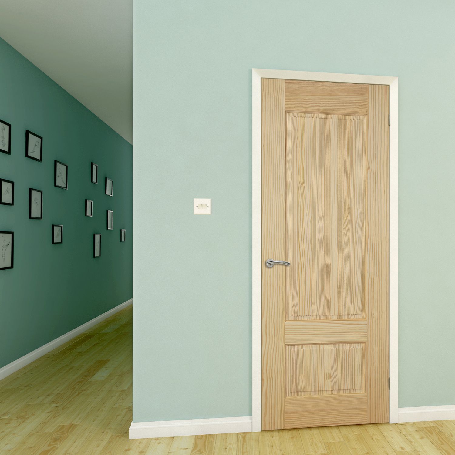 Fortia 2 panel Unglazed Contemporary Pine veneer Internal Clear pine Door, (H)1981mm (W)762mm (T)35mm