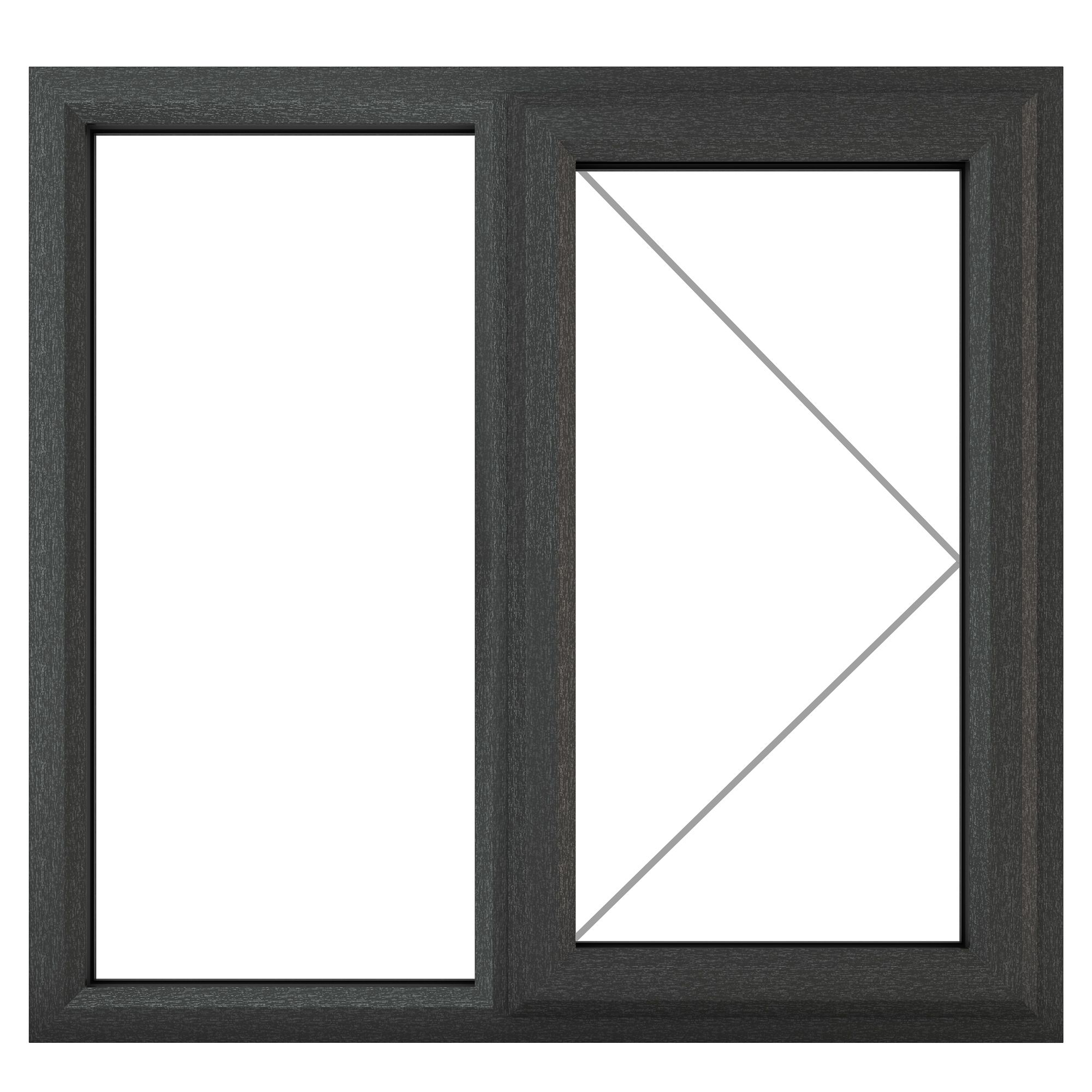 Fortia 2P Clear Glazed Anthracite uPVC Right-handed Swinging Window, (H)965mm (W)905mm