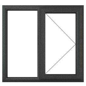 Fortia 2P Clear Glazed Anthracite uPVC Right-handed Swinging Window, (H)965mm (W)905mm