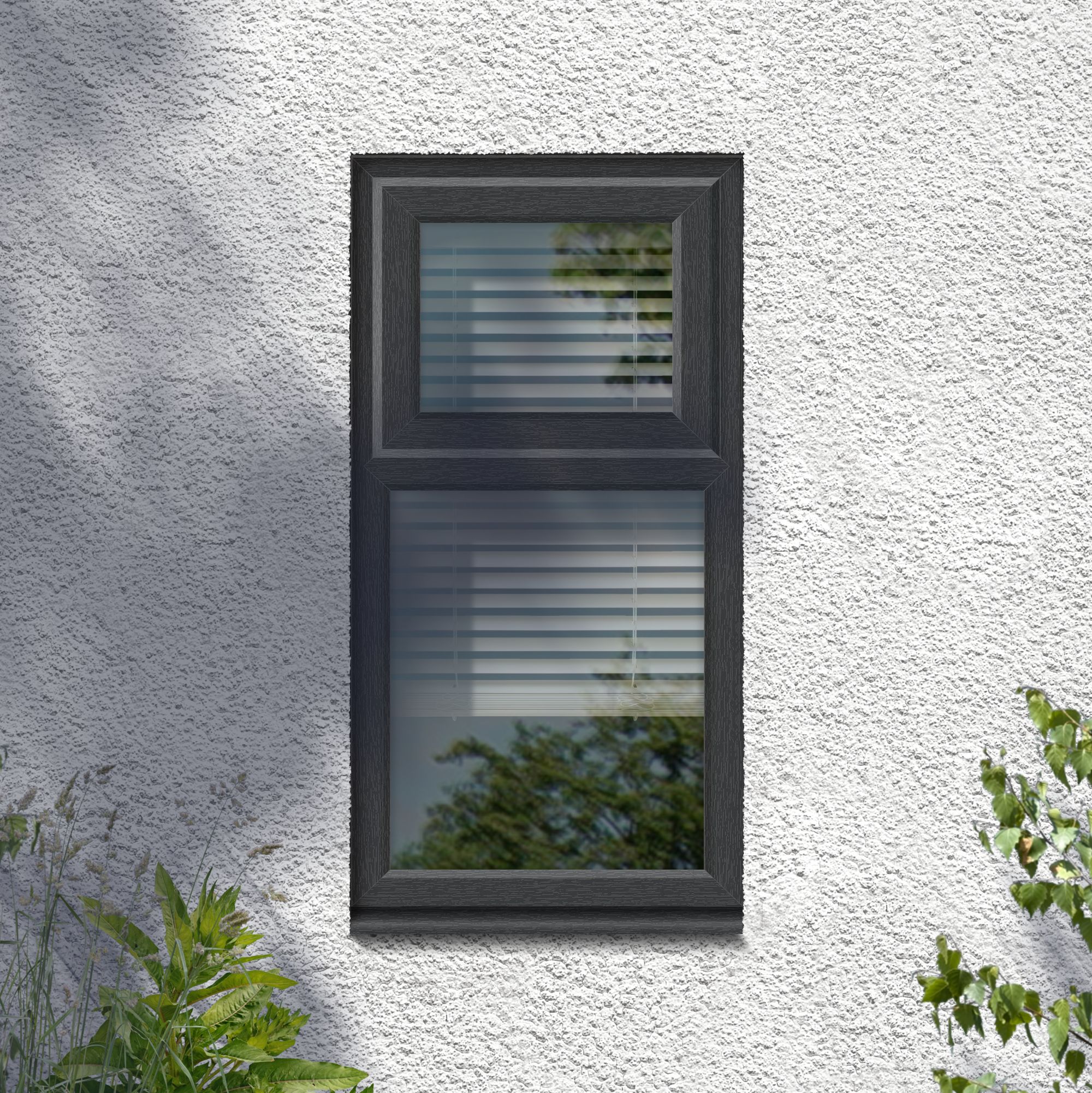 Fortia 2P Clear Glazed Anthracite uPVC Top hung Window, (H)1040mm (W)610mm