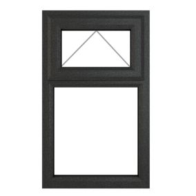 Fortia 2P Clear Glazed Anthracite uPVC Top hung Window, (H)1115mm (W)610mm