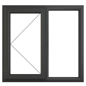 Fortia 2P Clear Glazed Anthracite/White uPVC Left-handed Swinging Window, (H)1190mm (W)1190mm