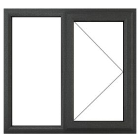 Fortia 2P Clear Glazed Anthracite/White uPVC Right-handed Swinging Window, (H)1190mm (W)1190mm