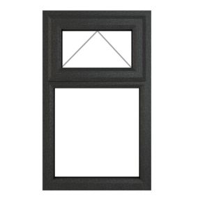 Fortia 2P Clear Glazed Anthracite/White uPVC Top hung Window, (H)1190mm (W)610mm