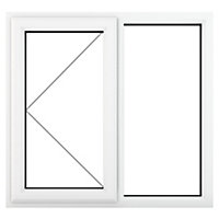 Fortia 2P Clear Glazed White uPVC Left-handed Swinging Window, (H)1115mm (W)1190mm