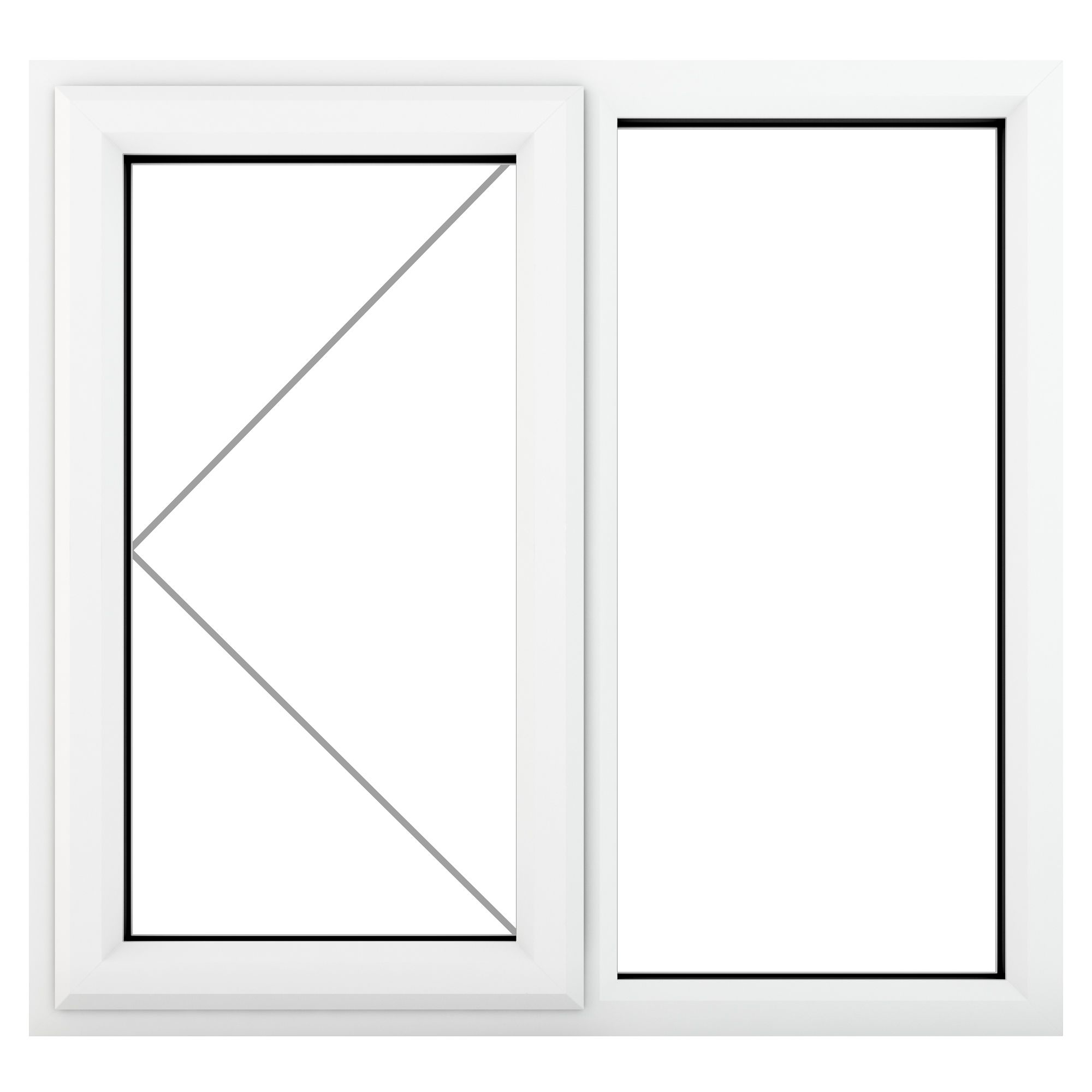 Fortia 2P Clear Glazed White uPVC Left-handed Swinging Window, (H)1190mm (W)1190mm