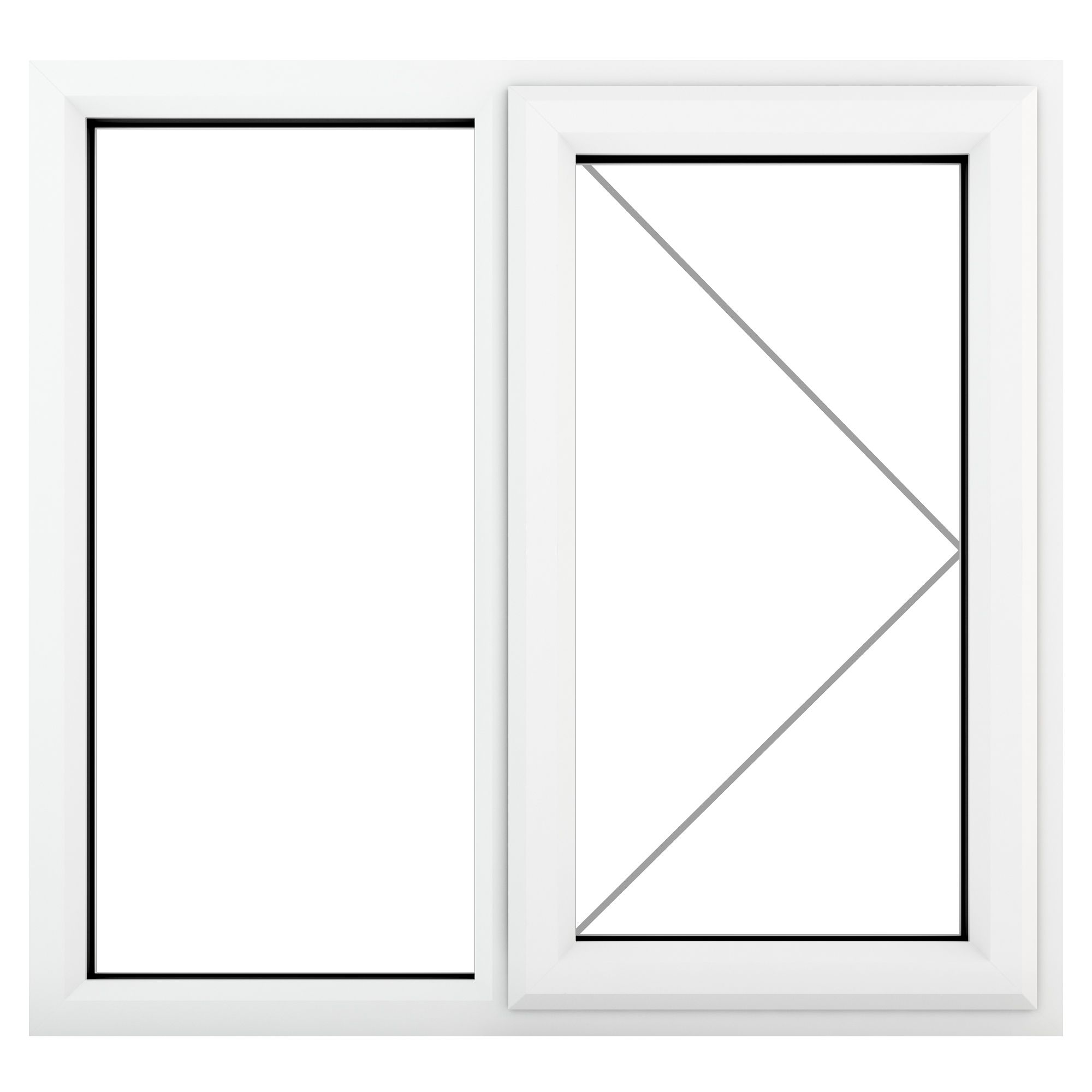 Fortia 2P Clear Glazed White uPVC Right-handed Swinging Window, (H)1190mm (W)1190mm
