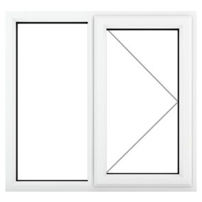 Fortia 2P Clear Glazed White uPVC Right-handed Swinging Window, (H)1190mm (W)1190mm