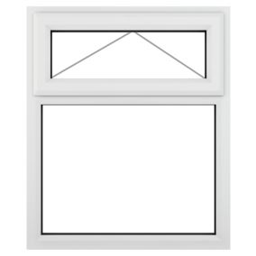 Fortia 2P Clear Glazed White uPVC Top hung Window, (H)1115mm (W)905mm