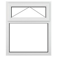 Fortia 2P Clear Glazed White uPVC Top hung Window, (H)965mm (W)905mm
