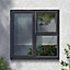 Fortia 3P Clear Glazed Anthracite uPVC Left-handed Side & top hung Window, (H)1190mm (W)1190mm