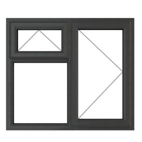Fortia 3P Clear Glazed Anthracite uPVC Right-handed Side & top hung Window, (H)1040mm (W)1190mm