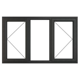 Fortia 3P Clear Glazed Anthracite/White uPVC Left & right-handed Swinging Window, (H)1190mm (W)1770mm