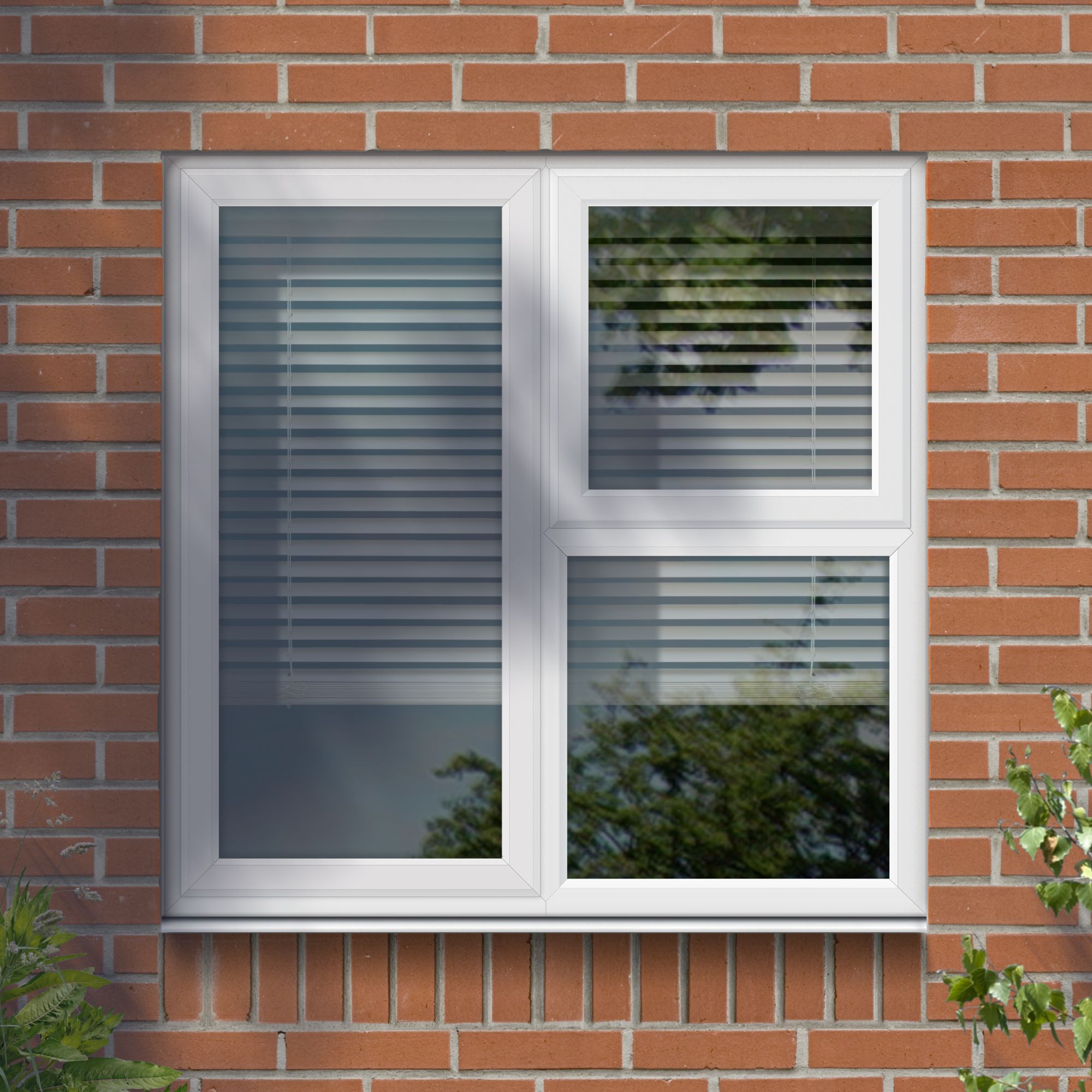 Fortia 3P Clear Glazed White uPVC Left-handed Side & top hung Window, (H)1040mm (W)1190mm