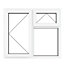 Fortia 3P Clear Glazed White uPVC Left-handed Side & top hung Window, (H)1190mm (W)1190mm
