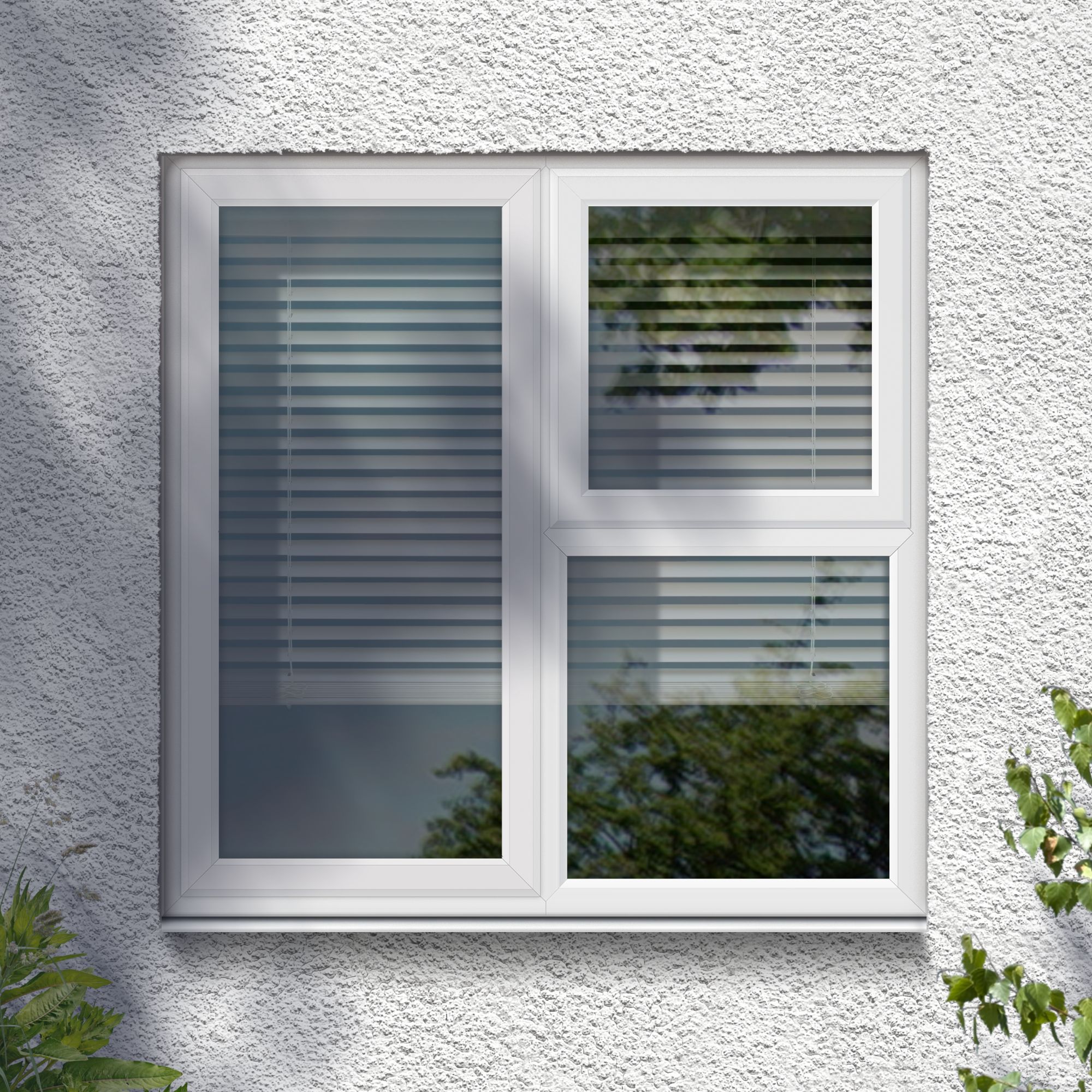 Fortia 3P Clear Glazed White uPVC Left-handed Side & top hung Window, (H)1190mm (W)1190mm
