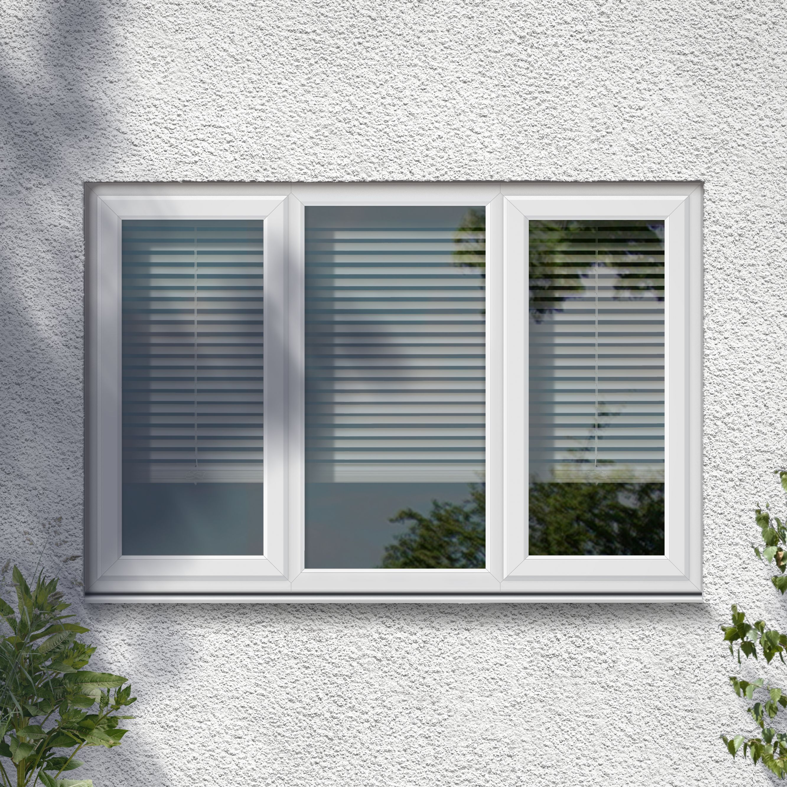 Fortia 3P Clear Glazed White uPVC LH & RH Swinging Window, (H)1115mm (W)1770mm