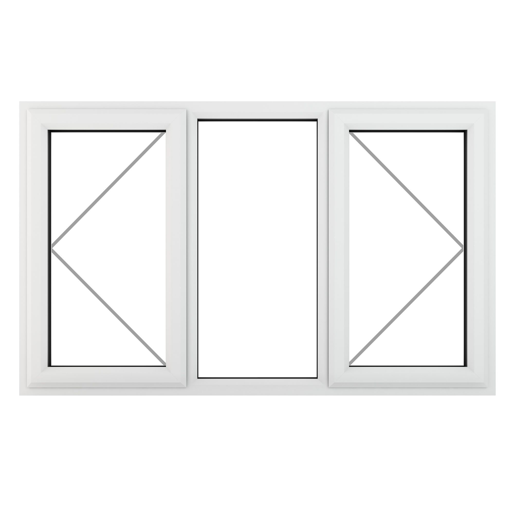 Fortia 3P Clear Glazed White uPVC LH & RH Swinging Window, (H)965mm (W)1770mm